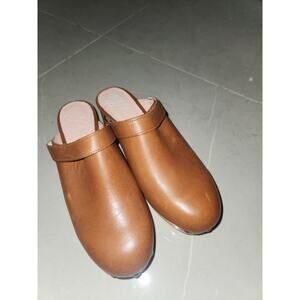 J.crew clogs leather mules wooden heel 8